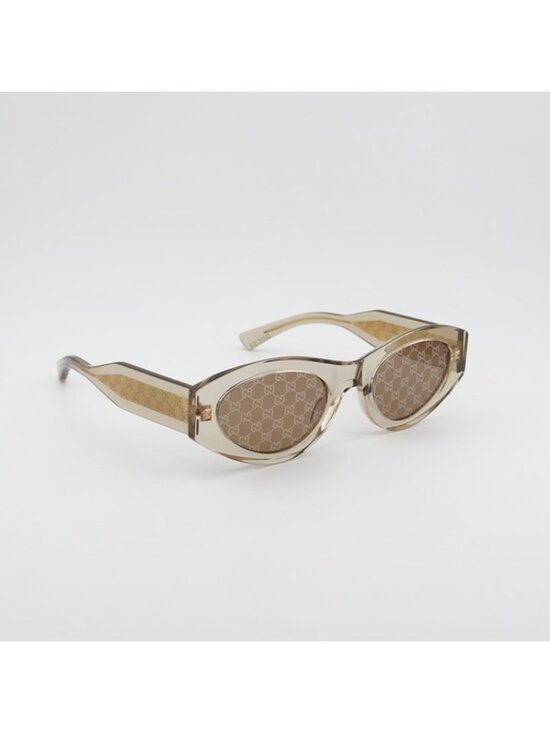 Gucci GG2065S 003 Sunglasses Yellow Cat Eye Frame, Brown with Logo Lenses main image 9